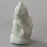 KG-073 Natural Genuine Pastel Green Jade Carved Lord Ganesh Ganesha India Hindu Hinism Buddha amulet om Statue. 